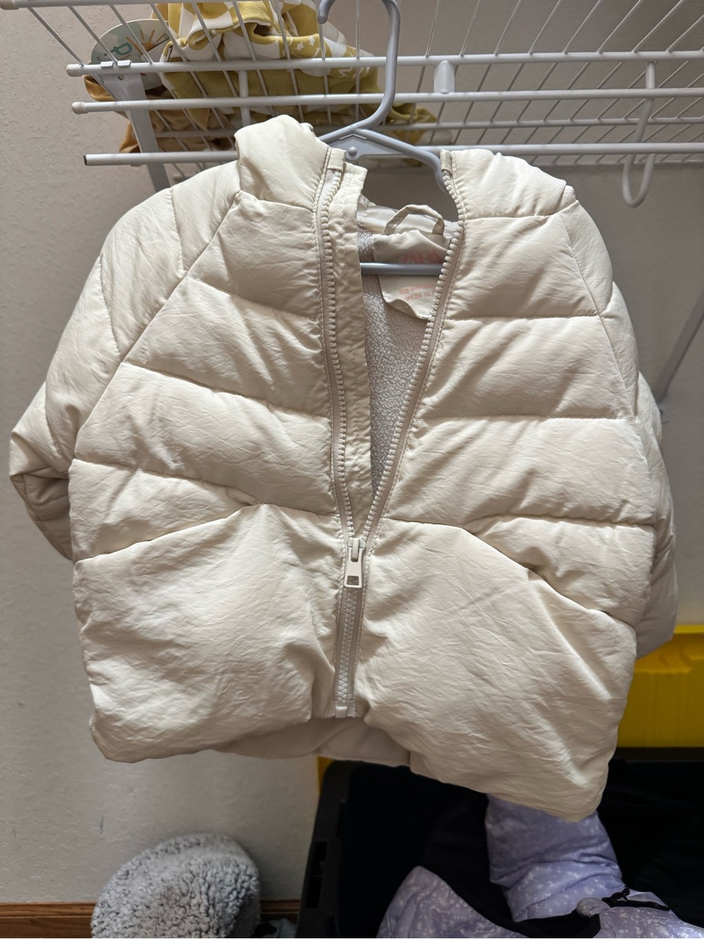 Zara Cream Quilted Puffer Jacket for Kids